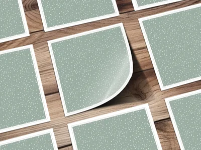 Green Patterned Stylish Adhesive Backed Square Sticker