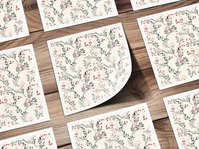 Elegant Floral Pattern Design on Beige Background Decor