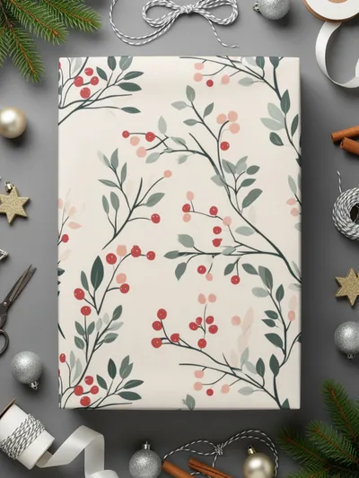 Festive Holiday Themed Wrapping Paper for Presents