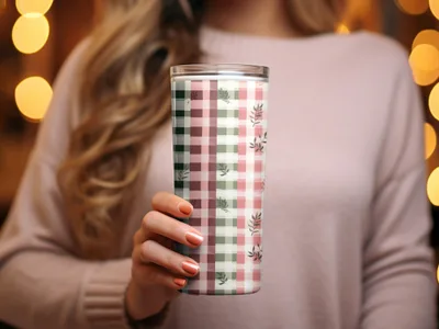 Pastel Plaid Pattern Insulated Tumbler Flask