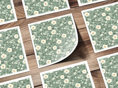 Sage Green Seamless Floral Design with Green Backdrop Digital - Moore and Mountain
