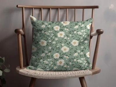 Sage Green Seamless Floral Design with Green Backdrop Digital - Moore and Mountain