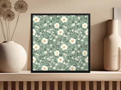 Sage Green Seamless Floral Design with Green Backdrop Digital - Moore and Mountain