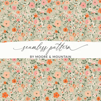Sage Green Seamless Floral Pattern Digital