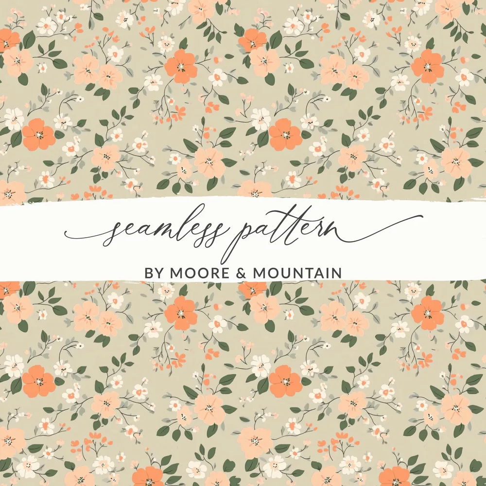 Sage Green Seamless Floral Pattern Digital - Moore and Mountain