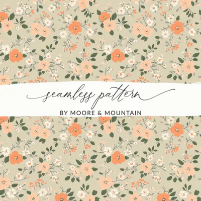 Sage Green Seamless Floral Pattern Digital