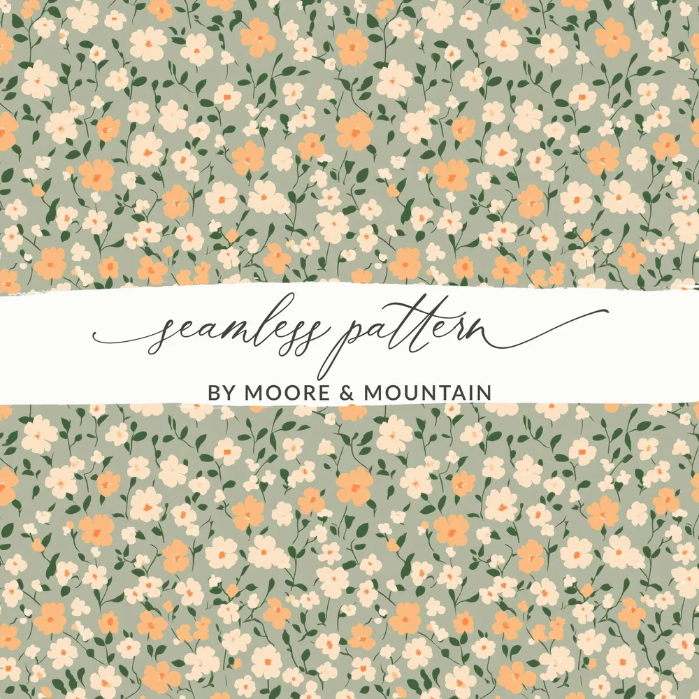 Sage Green Seamless Floral Pattern Digital - Moore and Mountain