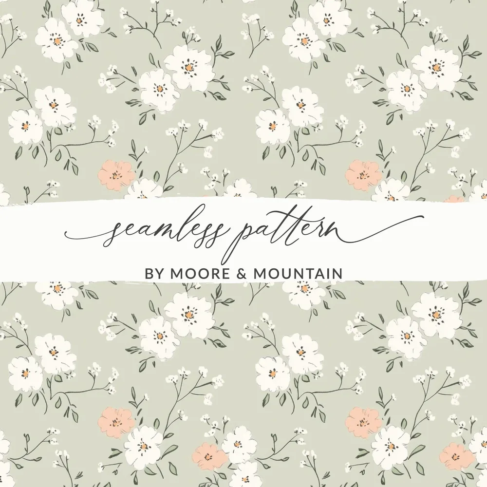 Sage Green Seamless Floral Pattern for Crafting Projects - Moore and Mountain