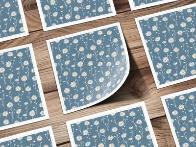 Blue Daisy Floral Pattern Sticker Sheets for Crafts