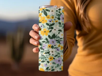 Floral Patterned Insulated Tumbler for Hot and Cold Drinks
