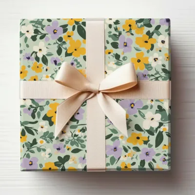 Floral Patterned Gift Box with Elegant Bow Design