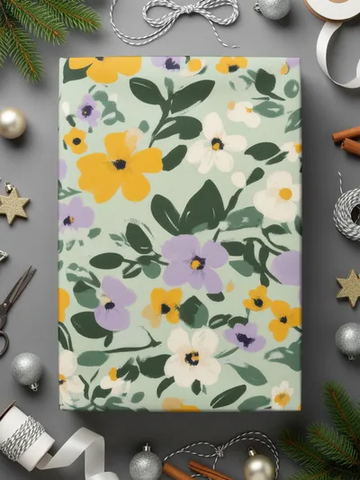 Beautiful Floral Patterned Gift Wrapping Paper Sheet