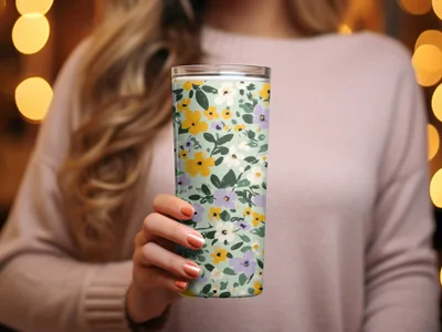 Floral Insulated Tumbler for Hot or Cold Beverages