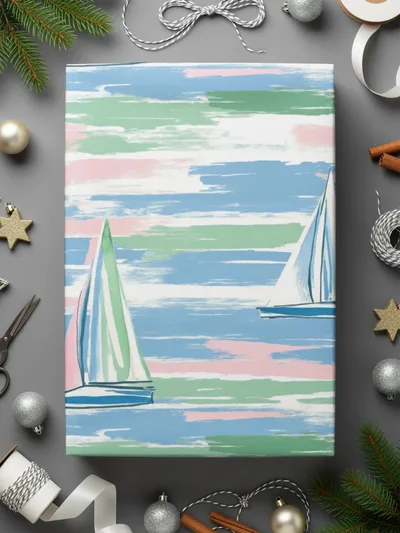 Sailboat Seamless Pattern, Digital Paper, Nautical Theme, Scrapbook Paper, 12x12 JPEG Files, Digital Download - Moore and Mountain