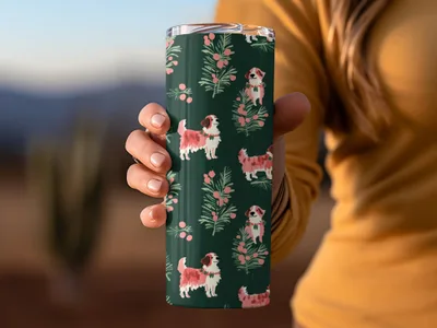 Saint Bernard Dog Digital Paper, Christmas Pattern, Seamless Pattern, Pet Lover Gift, Cute Puppy Pattern, Festive Design, Digital Download - Moore and Mountain