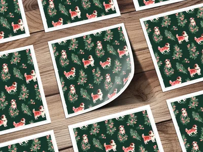 Saint Bernard Dog Digital Paper, Christmas Pattern, Seamless Pattern, Pet Lover Gift, Cute Puppy Pattern, Festive Design, Digital Download - Moore and Mountain