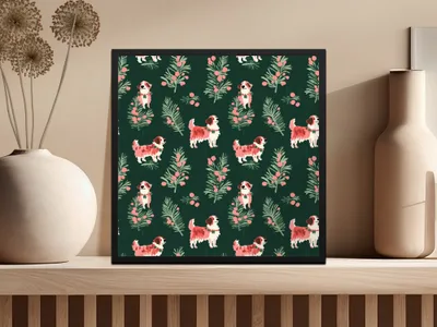 Saint Bernard Dog Digital Paper, Christmas Pattern, Seamless Pattern, Pet Lover Gift, Cute Puppy Pattern, Festive Design, Digital Download - Moore and Mountain