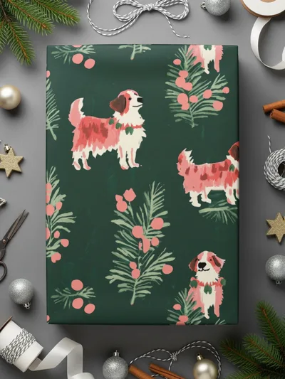 Saint Bernard Dog Digital Paper, Christmas Pattern, Seamless Pattern, Pet Lover Gift, Cute Puppy Pattern, Festive Design, Digital Download - Moore and Mountain