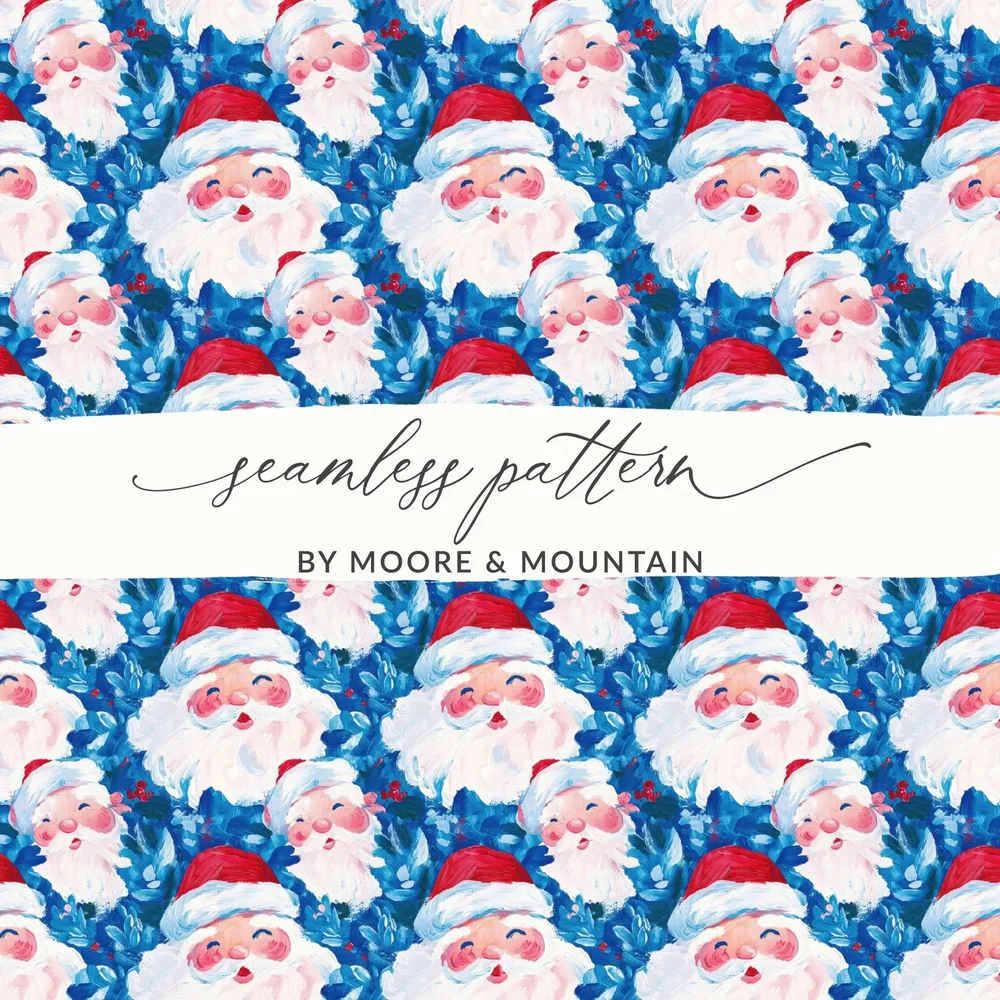 Santa Claus Pattern Digital, Christmas Digital Paper, Holiday Seamless Pattern, Festive Fabric Design, Seasonal Printable Art, Scrapbook - Moore and Mountain