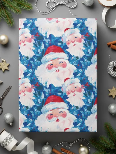 Santa Claus Pattern Digital, Christmas Digital Paper, Holiday Seamless Pattern, Festive Fabric Design, Seasonal Printable Art, Scrapbook - Moore and Mountain