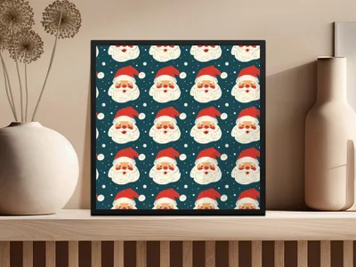 Santa Claus Seamless Pattern Digital Paper, Christmas Vector JPEG Files, Holiday Scrapbook Paper, Festive Fabric Design, Digital Download - Moore and Mountain