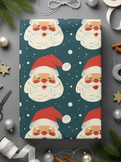 Santa Claus Seamless Pattern Digital Paper, Christmas Vector JPEG Files, Holiday Scrapbook Paper, Festive Fabric Design, Digital Download - Moore and Mountain