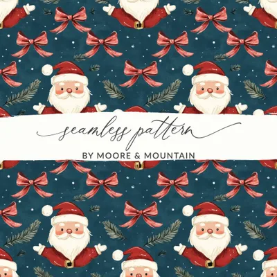 Bows Digital Paper, Seamless Pattern, Coquette Christmas Holiday Bows Fabric Design, Pink, Green Bows, Scrapbooking Paper, Digital Download,  Pattern, Christmas Digital Paper, Holiday Fabric Design, Winter Background, Festive Print, Santa Repeat Pattern