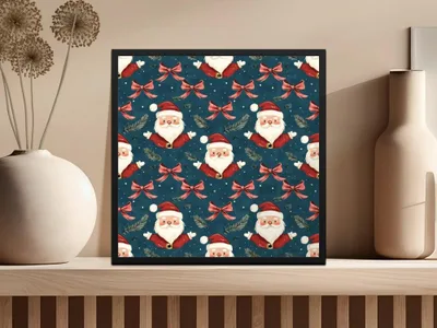 Santa Digital Seamless Pattern, Christmas Digital Paper, Holiday Fabric Design, Winter Background, Festive Print, Santa Repeat Pattern - Moore and Mountain