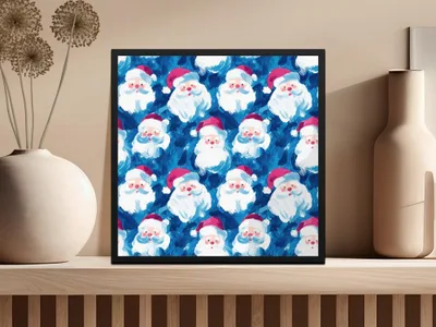 Santa Seamless Pattern, Christmas Digital Paper, Holiday Background, Festive Surface Design, Painting Style Digital Download - Moore and Mountain