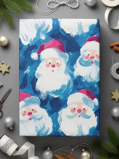 Santa Seamless Pattern, Christmas Digital Paper, Holiday Background, Festive Surface Design, Painting Style Digital Download - Moore and Mountain