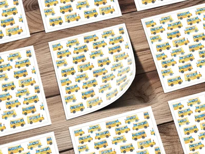 School Bus Pattern Digital Paper, Watercolor Buses, Seamless Repeat Pattern, Yellow Vehicle Design, Back to School Digital Download - Moore and Mountain