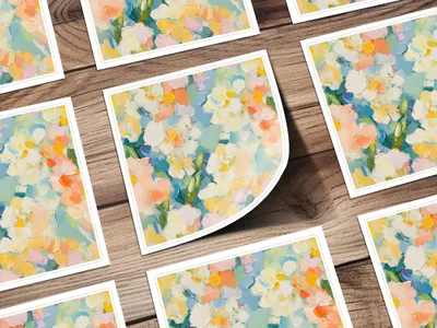 Seamless Acrylic Floral Impressionistic Fine Art Painting - Moore and Mountain