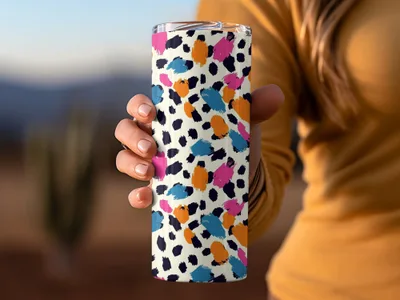 Colorful Abstract Leopard Print Travel Tumbler Cup