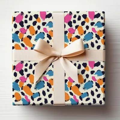Colorful Abstract Pattern Gift Wrap with Bow