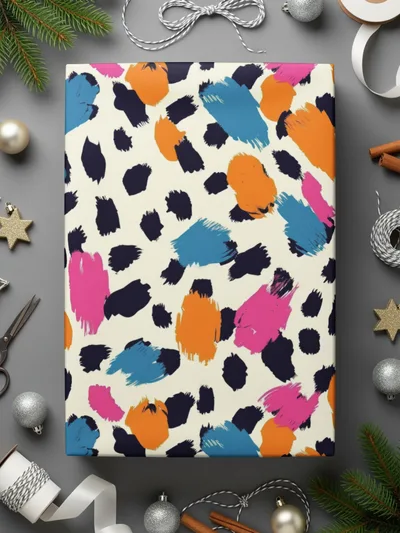 Colorful Abstract Paint Brush Pattern Wrapping Paper