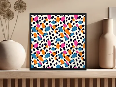 Colorful Abstract Brush Strokes and Dots on Frame Product