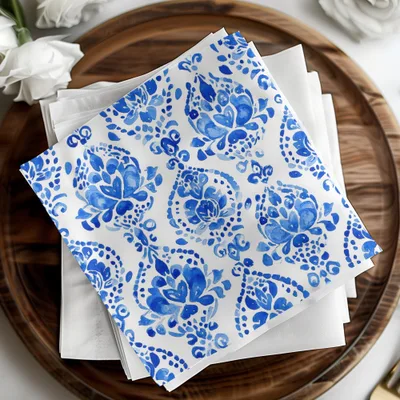 Seamless Art Noveau Pattern Intricate Floral in Blue and White Watercolors Digital - Moore and Mountain