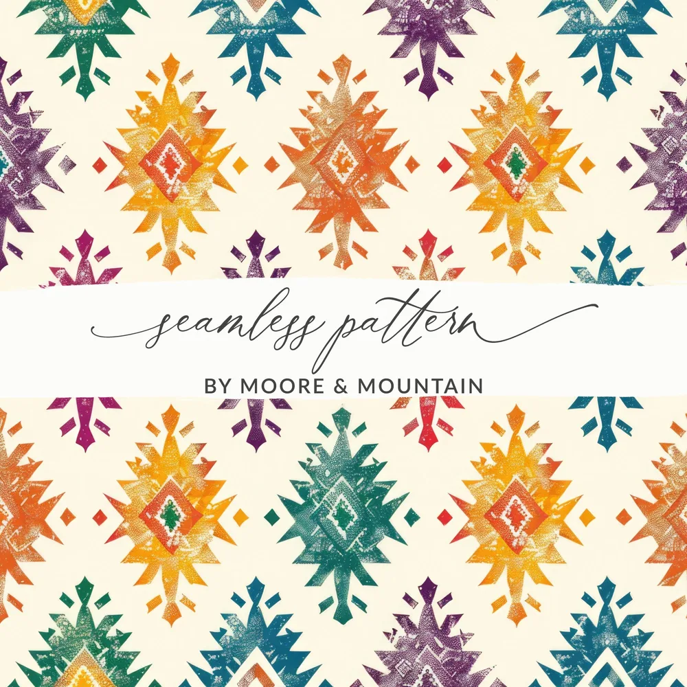 Vibrant Tribal Geometric Seamless Pattern Digital Design