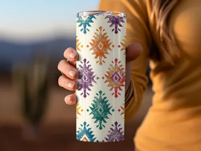 Colorful Geometric Tribal Pattern Insulated Tumbler