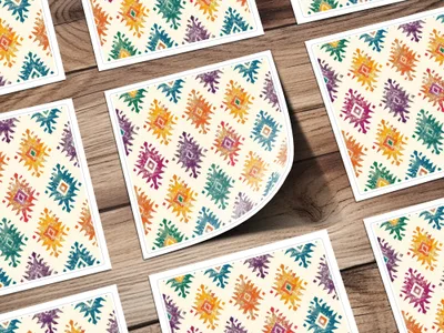 Colorful Geometric Tribal Pattern Design Sticker Sheet
