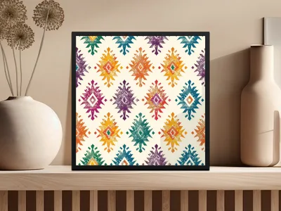 Vibrant Geometric Ethnic Pattern Art Print product