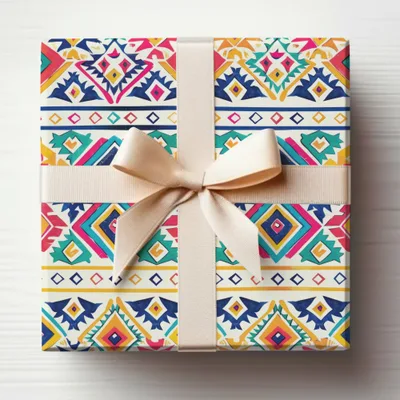 Vibrant Geometric Pattern Gift Wrapping Paper Product