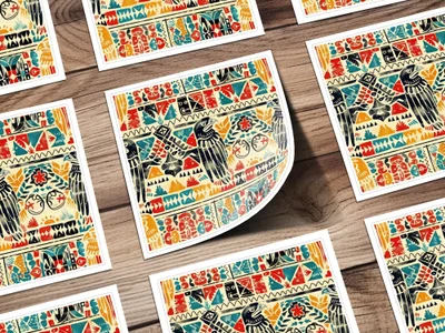 Colorful Southwestern Style Art Work Sticker Set