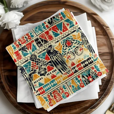 Vibrant Geometric Parrot Design Decorative Napkin Set