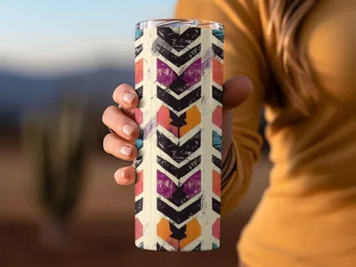 Colorful Geometric Pattern Travel Mug for On-the-Go Use