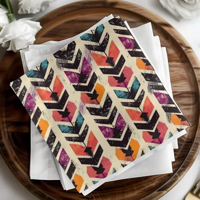 Vibrant Chevron Pattern with Abstract Design Napkin
