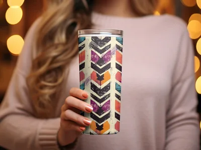 Vibrant Chevron Pattern Tumbler for Stylish Drinkware