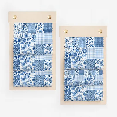 Blue and White Patchwork Design Cotton Fabric product