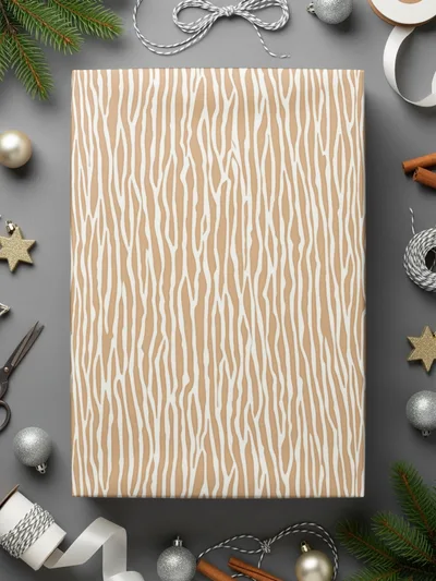 Elegant Christmas Gift Wrapped Box With Natural Pattern