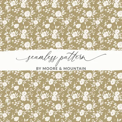 Seamless Boho Simple Sage Green Rose Pattern Background Digital